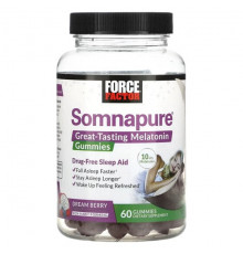 Force Factor, Somnapure, вкусные жевательные таблетки с мелатонином, 5 мг, ягодный вкус, 60 жевательных таблеток