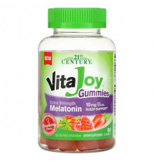 21st Century, Vita Joy, жевательные мармеладки с мелатонином, усиленная сила действия, клубника, 5 мг, 60 жевательных таблеток