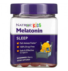 Natrol, Kids, мелатонин, для детей от 4 лет, ягодный вкус, 60 жевательных конфет