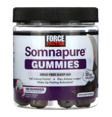 Force Factor, Somnapure, вкусные жевательные таблетки с мелатонином, 5 мг, ягодный вкус, 60 жевательных таблеток