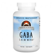 Source Naturals, GABA Calm Mind, ГАМК, 750 мг, 180 таблеток