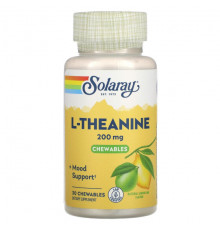 Solaray, L-Theanine, Natural Lemon-Lime, 200 mg, 30 Chewables