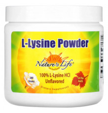 Nature's Life, L-Lysine в порошке, без вкусовых добавок, 200 г