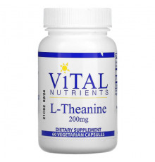 Vital Nutrients, L-теанин, 200 мг, 60 вегетарианских капсул