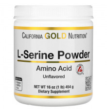 California Gold Nutrition, L-серин в порошке, аминокислота AjiPure, порошок без добавок, 454 г (1 фунт)