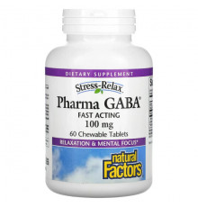 Natural Factors, Stress Relax, Pharma GABA, 100 мг, 60 вегетарианских капсул