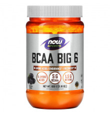 NOW Foods, Sports, BCAA Big 6, натуральный виноград, 600 г (21,16 унции)