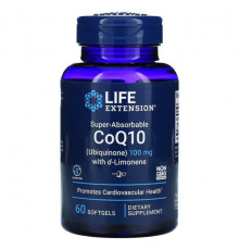 Life Extension, Super-Absorbable CoQ10, суперусваиваемый коэнзим Q10 (убихинон) с d-лимоненом, 100 мг, 60 капсул