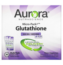 Aurora Nutrascience, Micro-Pack + глутатион, 500 мг, 30 пакетиков по 10 мл (0,34 жидк. Унции)