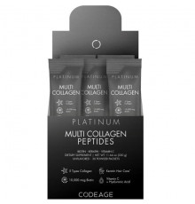 Multi Collagen and Biotin 10,000 mcg + Vitamin C Powder Supplement, B6 & D3 - Platinum - 30 Stick Packs