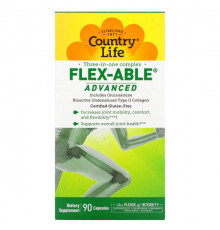 Country Life, Flex-Able Advanced, комплекс для суставов «три в одном», 90 капсул