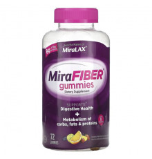 MiraFiber, Strawberry, Apple, Grape, Cherry, Orange, and Lemon, 72 Gummies