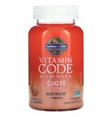 Garden of Life, Vitamin Code, жевательные мармеладки, коэнзим Q10, клубника, 150 мг, 60 жевательных таблеток