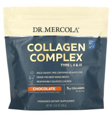 Dr. Mercola, Collagen Complex Type l, ll & lll, шоколад, 5 г, 420 г (14,81 унции)