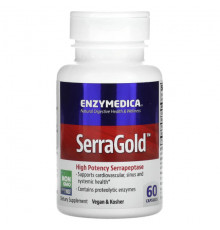 Enzymedica, SerraGold, высокоэффективная серрапептаза, 60 капсул