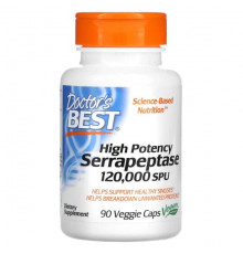 High Potency Serrapeptase, 120,000 SPU, 90 Veggie Caps