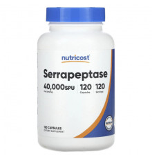 Nutricost, серрапептаза, 40 000 SPU, 120 капсул