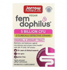 Jarrow Formulas, Vegan Fem Dophilus, 5 млрд КОЕ, 30 вегетарианских капсул