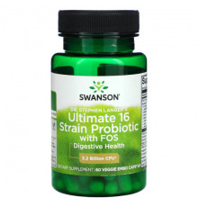 Swanson, Ultimate 16 Strain Probiotic, пробиотик из 16 штаммов с ФОС, 3,2 млрд КОЕ, 60 вегетарианских капсул EMBO Caps AP