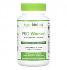 Hyperbiotics, PRO-Women с D-маннозой и клюквой, без добавок, 5 млрд КОЕ, 30 таблеток с замедленным высвобождением