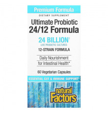 Natural Factors, Ultimate Probiotic, 24/12 Formula, 24 млрд КОЕ, 60 вегетарианских капсул