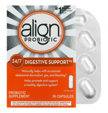 Align Probiotics, Поддержка пищеварения 24/7, добавка с пробиотиками, 56 капсул