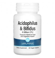 Lake Avenue Nutrition, пробиотики Acidophilus и Bifidus, смесь пробиотиков, 8 млрд КОЕ, 60 растительных капсул