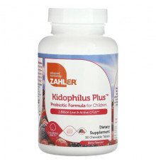 Zahler, Kidophilus Plus, пробиотическая смесь для детей, ягоды, 1 млрд КОЕ, 90 жевательных таблеток