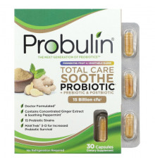 Probulin, Total Care Soothe пробиотик + пребиотик и постбиотик, 15 млрд КОЕ, 30 капсул