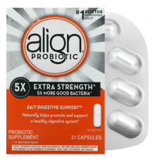 Align Probiotics, Поддержка пищеварения 24/7, добавка с пробиотиками, с повышенной силой действия, 21 капсула