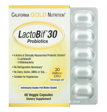 California Gold Nutrition, LactoBif 5, пробиотики, 5 млрд КОЕ, 60 вегетарианских капсул