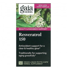 Gaia Herbs, Ресвератрол 150, 50 веганские фито-капсулы с жидкостью