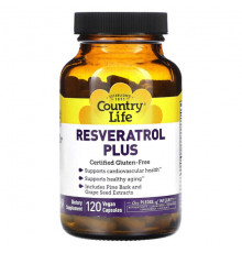 Country Life, Resveratrol Plus, ресвератрол, 60 веганских капсул