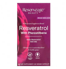 Reserveage Nutrition, Ресвератрол с птеростильбеном, 500 мг, 60 растительных капсул