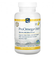 Nordic Naturals, ProOmega 3-6-9, омега-3-6-9 жирные кислоты, со вкусом лимона, 1000 мг, 120 капсул