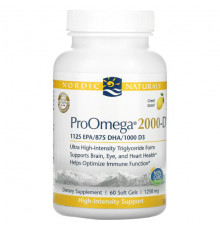 Nordic Naturals, ProOmega 2000-D, Лимон, 1250 мг, 60 мягких таблеток