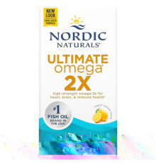 Nordic Naturals, Ultimate Omega 2X, со вкусом лимона, 1075 мг, 60 капсул