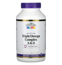 21st Century, Triple Omega Complex 3-6-9, 90 мягких желатиновых капсул с кишечнорастворимой оболочкой