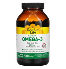 Country Life, Naturals Omega-3, 1000 мг, 50 мягких таблеток