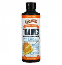 Barlean's, Total Omega 3 · 6 · 9, со вкусом апельсинового крема, 2400 мг, 454 г (16 унций)