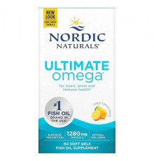 Nordic Naturals, Ultimate Omega, со вкусом лимона, 640 мг, 60 капсул