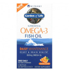 Minami Nutrition, Сверхкритический, Omega-3 Fish Oil, 850 мг, апельсиновый вкус, 120 гелевых капсул в каждой упаковке