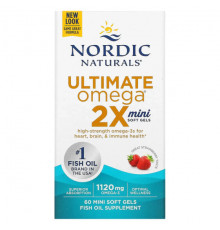 Nordic Naturals, Ultimate Omega 2X, со вкусом клубники, 560 мг, 60 мини-капсул