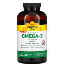 Country Life, Naturals Omega-3, 1000 мг, 50 мягких таблеток