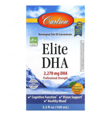 Carlson, Elite DHA натуральный апельсиновый вкус, 2270 мг, 100 мл (3,3 жидк. унции)