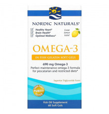 Nordic Naturals, омега-3, с лимонным вкусом, 345 мг, 60 капсул