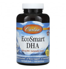 Carlson, EcoSmart DHA, добавка с ДГК, натуральный лимон, 500 мг, 60 + 20 капсул