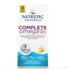 Nordic Naturals, Complete Omega-D3, со вкусом лимона, 565 мг, 120 капсул