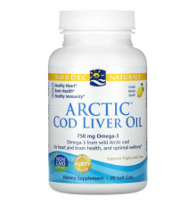 Nordic Naturals, Arctic Cod Liver Oil, жир печени арктической трески, со вкусом лимона, 250 мг, 90 капсул