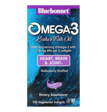 Bluebonnet Nutrition, Кошерный рыбий жир с омега-3, 120 вегетарианских капсул